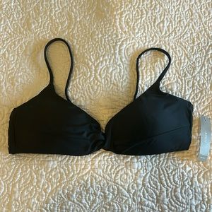 J Crew black twist front bikini top